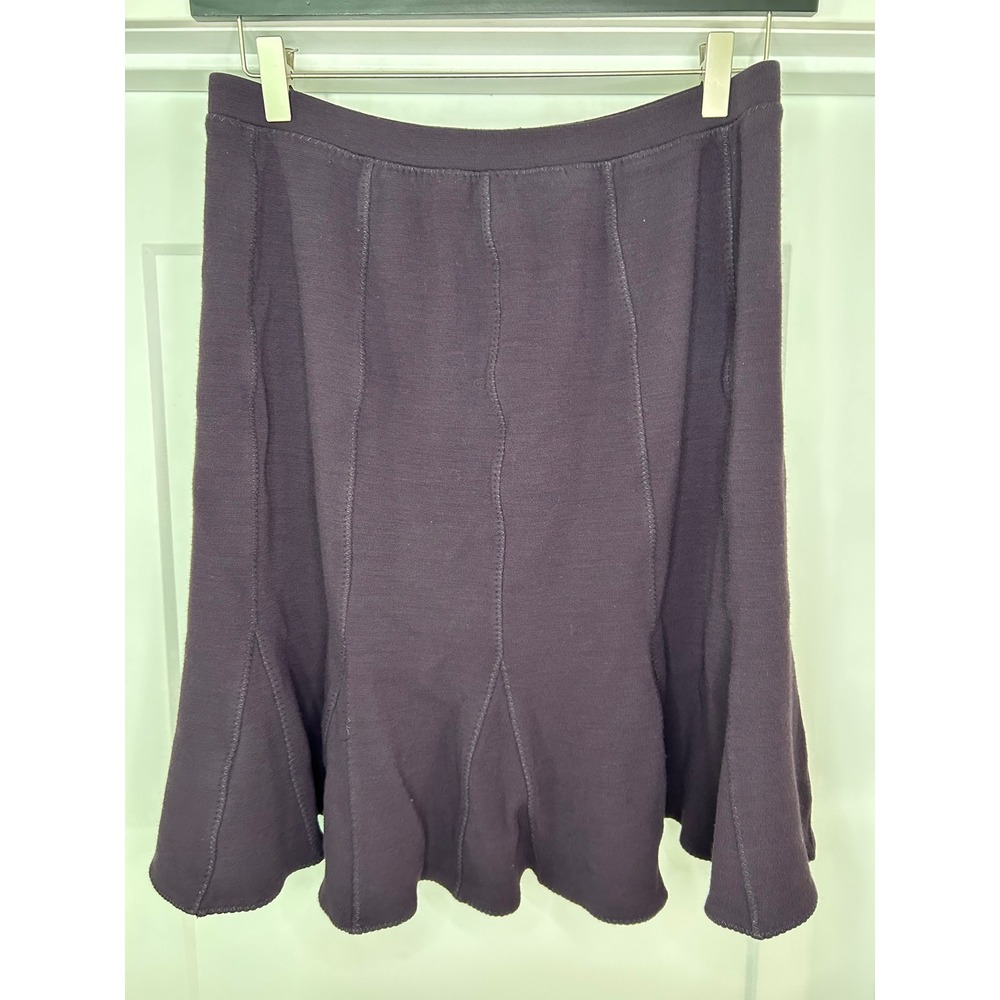 EILEEN‎ FISHER Petite Medium Knit A-Line Skirt Midi Length Dark Purple work wear